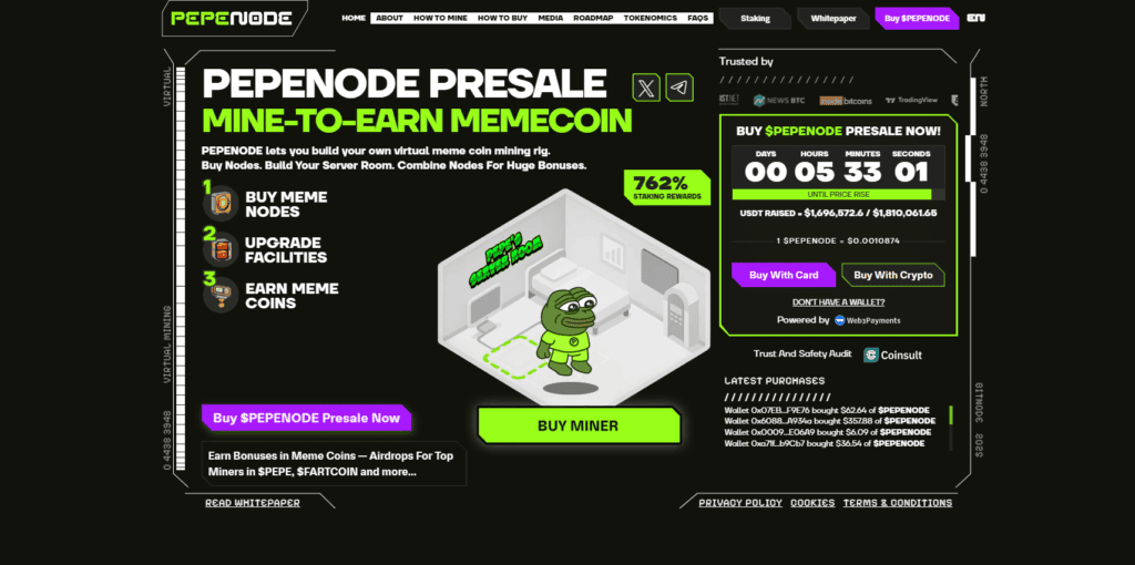 PepeNode ($PEPENODE): Gamified Mine-to-Earn Meme Ecosystem