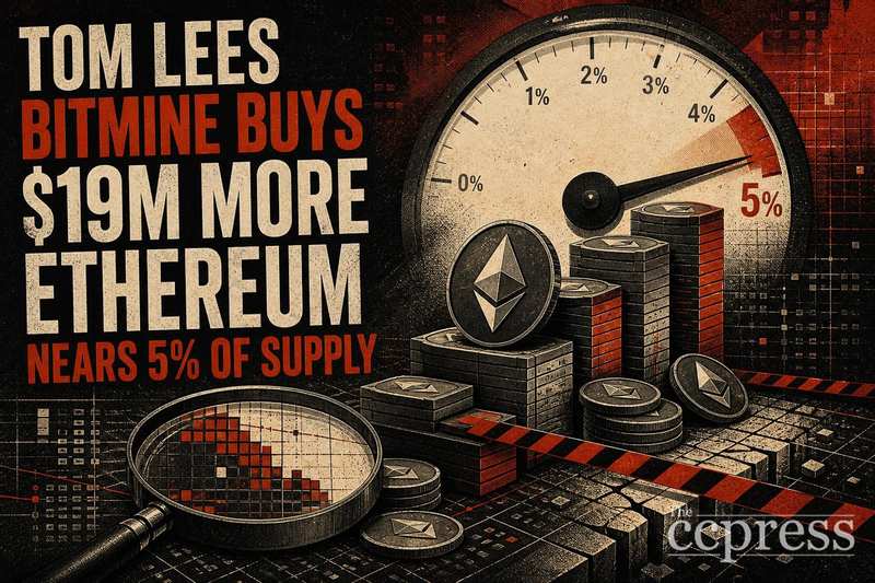 Tom Lee's Bitmine Buys 9M More Ethereum, Nears 5% of Supply Thumbnail