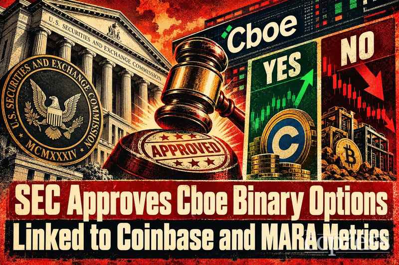SEC Approves Cboe Binary Options Linked to Coinbase and MARA Metrics Thumbnail